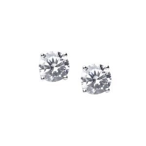 NWT Kenneth Jay Lane 2 ct. Round Classic CZ Solitaire Pierced Stud Earrings